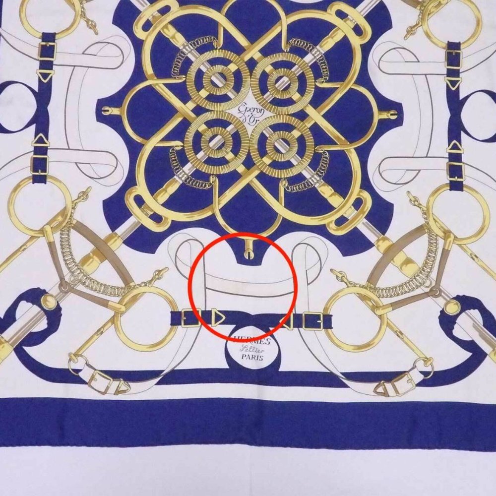 Auth HERMES Carre 90 Sellier Eperon d'Or Scarf Blue/White/Multicolor - Picture 2 of 12